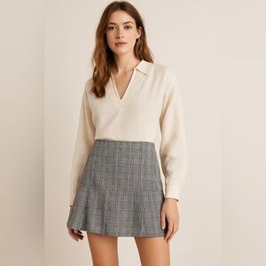 Have Black & White Plaid Pleated Mini Skirt 90s Style M